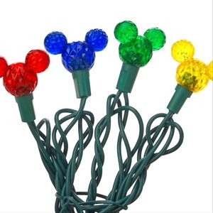 Disney Parks Mickey Mouse Icon Christmas LED Lights String of 30 Multi Rainbow
